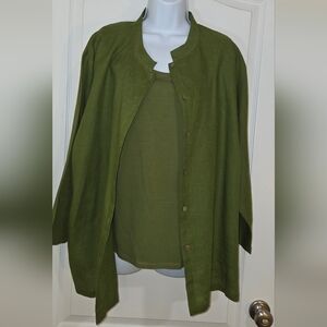 Eileen Fisher Olive Green Top Set